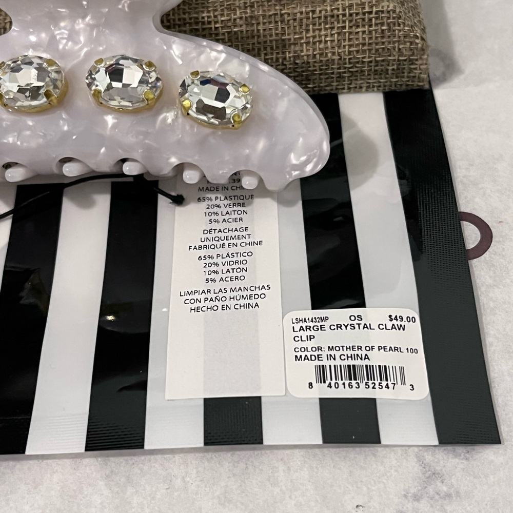 LELE SADOUGHI NWT AUTHENTIC LARGE EMBELLISHED MOTHER-OF-PEARL ACETATE CLAW CLIP - Picture 7 of 12